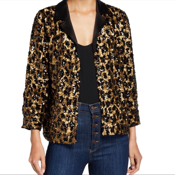 alice and olivia sequin leopard dress Alice and Olivia Dina Sequin Leopard Blouson Dress